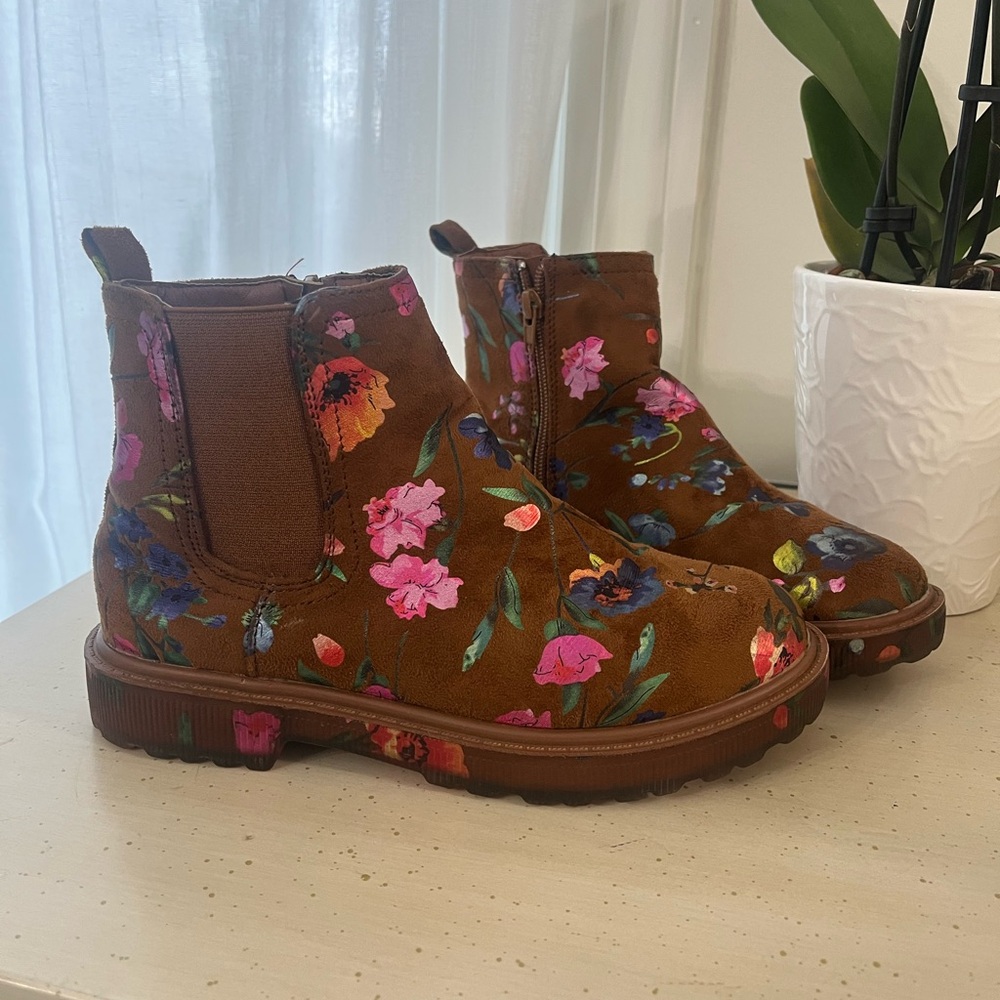 Steve Madden Brown Floral Kids Chelsea Boots